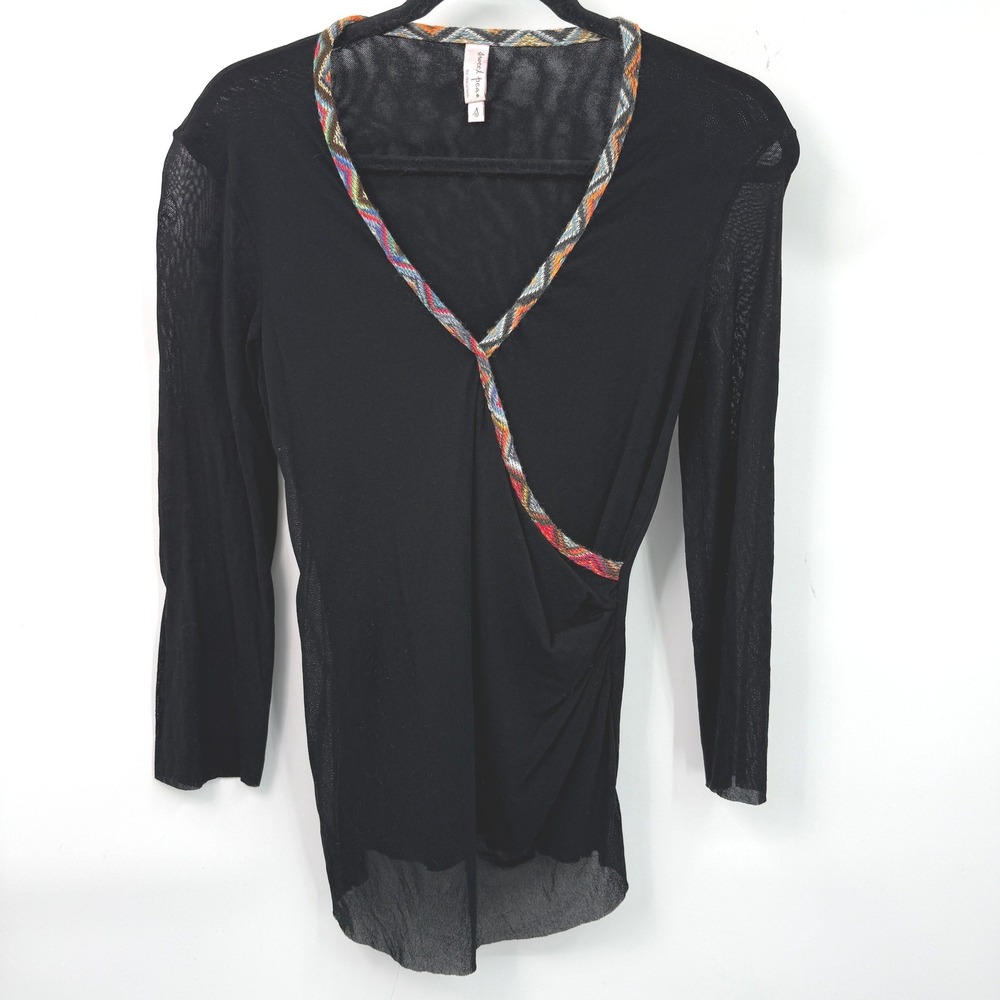 Sweet Pea by Stacy Frati Vintage Top‎ Womens S Black Mesh Goth Y2K Indie Boho